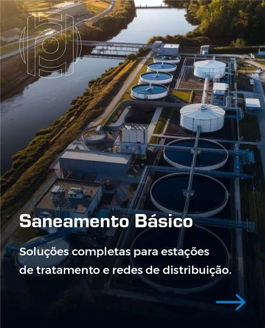 Vista aérea de estação de tratamento de água.